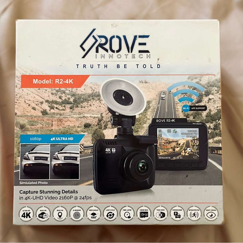 ROVE R2-4K 2160P 4K UHD DashCam [w/ 128 GB microSD card]